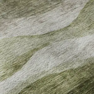 Photo of Green And Beige Abstract Washable Area Rug With UV Protection