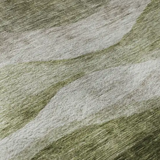 Green And Beige Abstract Washable Area Rug With UV Protection Photo 1