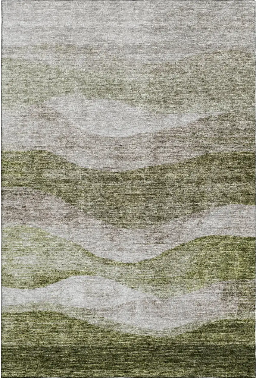 Green And Beige Abstract Washable Area Rug With UV Protection Photo 4