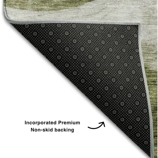 Green And Beige Abstract Washable Area Rug With UV Protection Photo 5