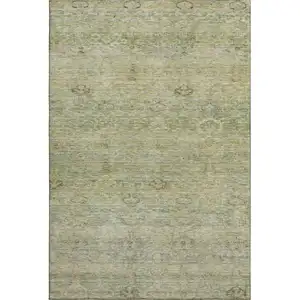 Photo of Green And Beige Abstract Washable Area Rug With UV Protection
