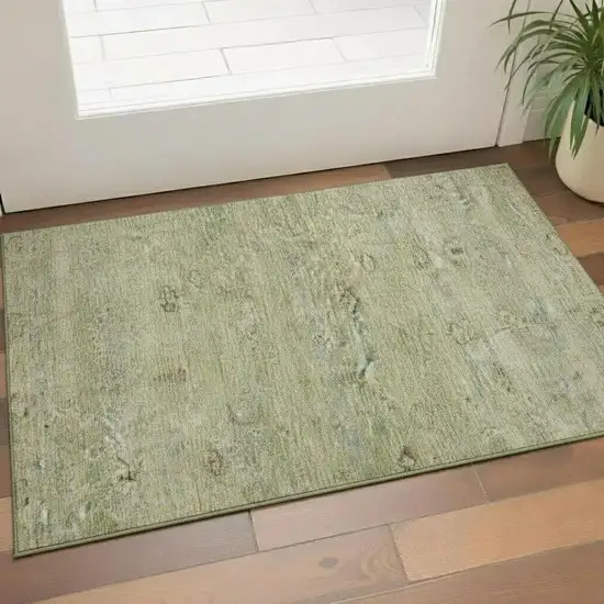 Green And Beige Abstract Washable Area Rug With UV Protection Photo 2