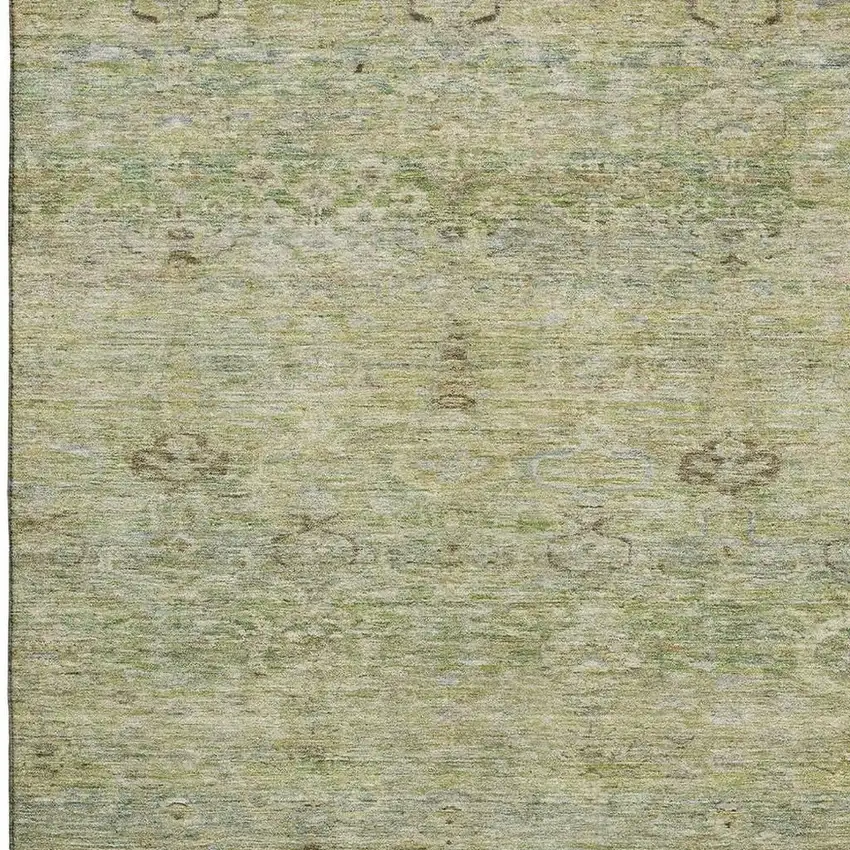Green And Beige Abstract Washable Area Rug With UV Protection Photo 3
