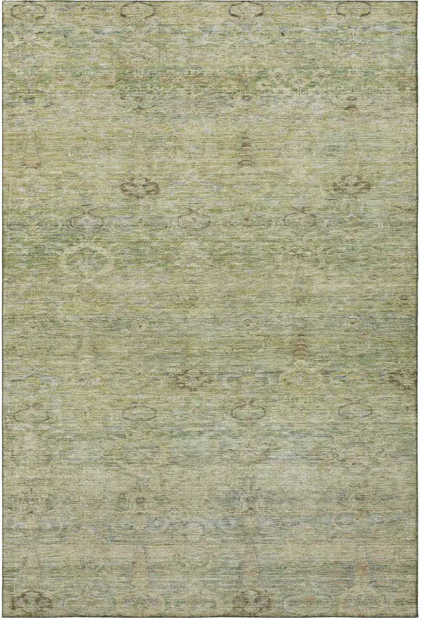 Green And Beige Abstract Washable Area Rug With UV Protection Photo 4