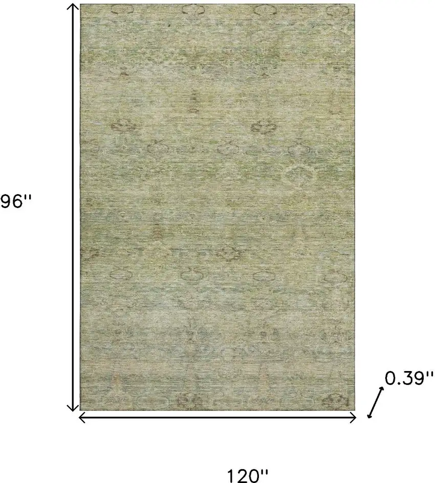 Green And Beige Abstract Washable Area Rug With UV Protection Photo 9