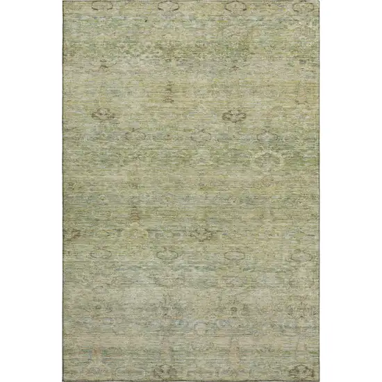 Green And Beige Abstract Washable Area Rug With UV Protection Photo 1