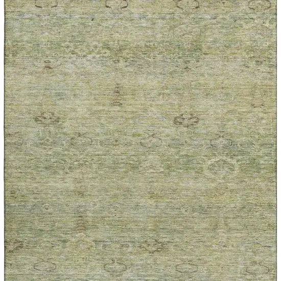 Green And Beige Abstract Washable Area Rug With UV Protection Photo 4