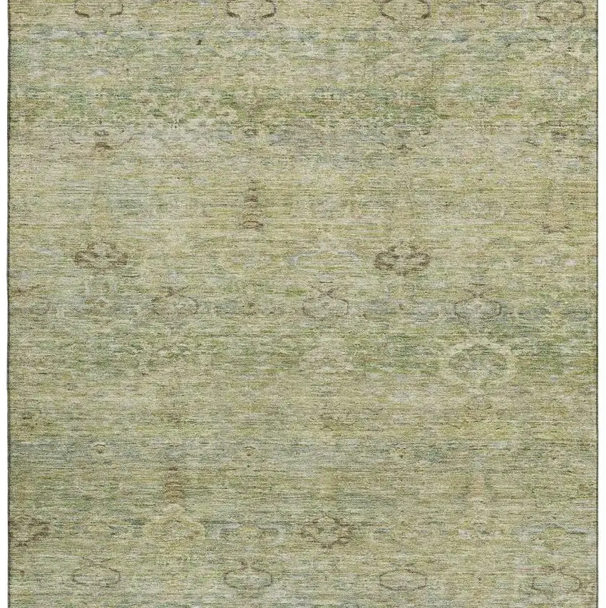 Green And Beige Abstract Washable Area Rug With UV Protection Photo 4
