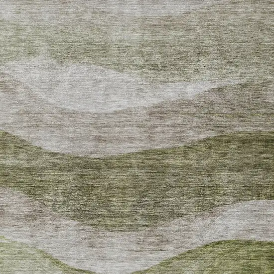 Green And Beige Abstract Washable Indoor Outdoor Area Rug Photo 5