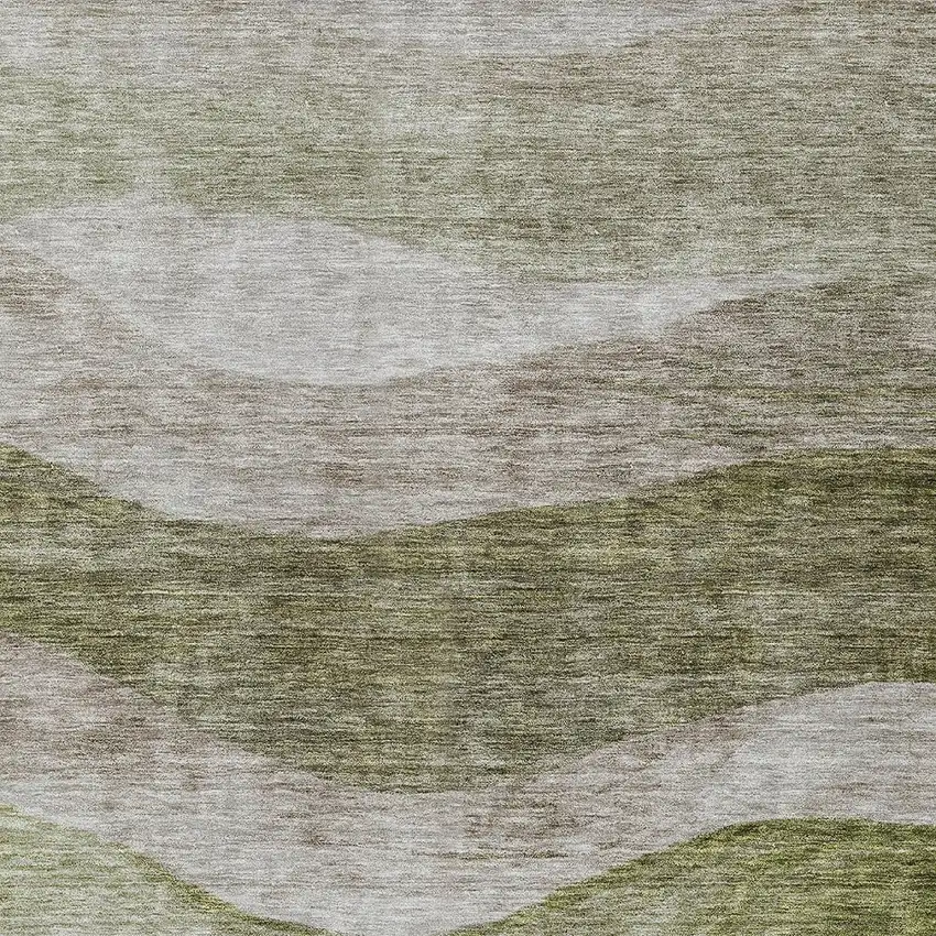 Green And Beige Abstract Washable Indoor Outdoor Area Rug Photo 5