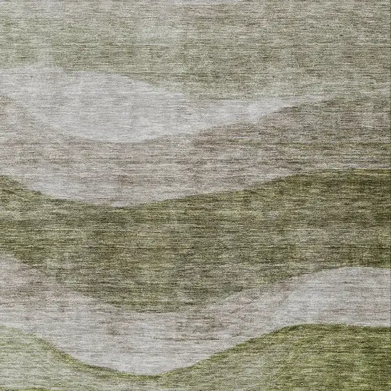 Green And Beige Abstract Washable Indoor Outdoor Area Rug Photo 5