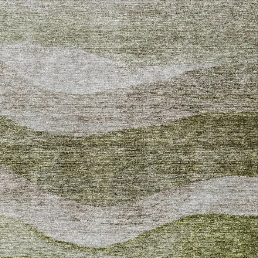 Green And Beige Abstract Washable Indoor Outdoor Area Rug Photo 5