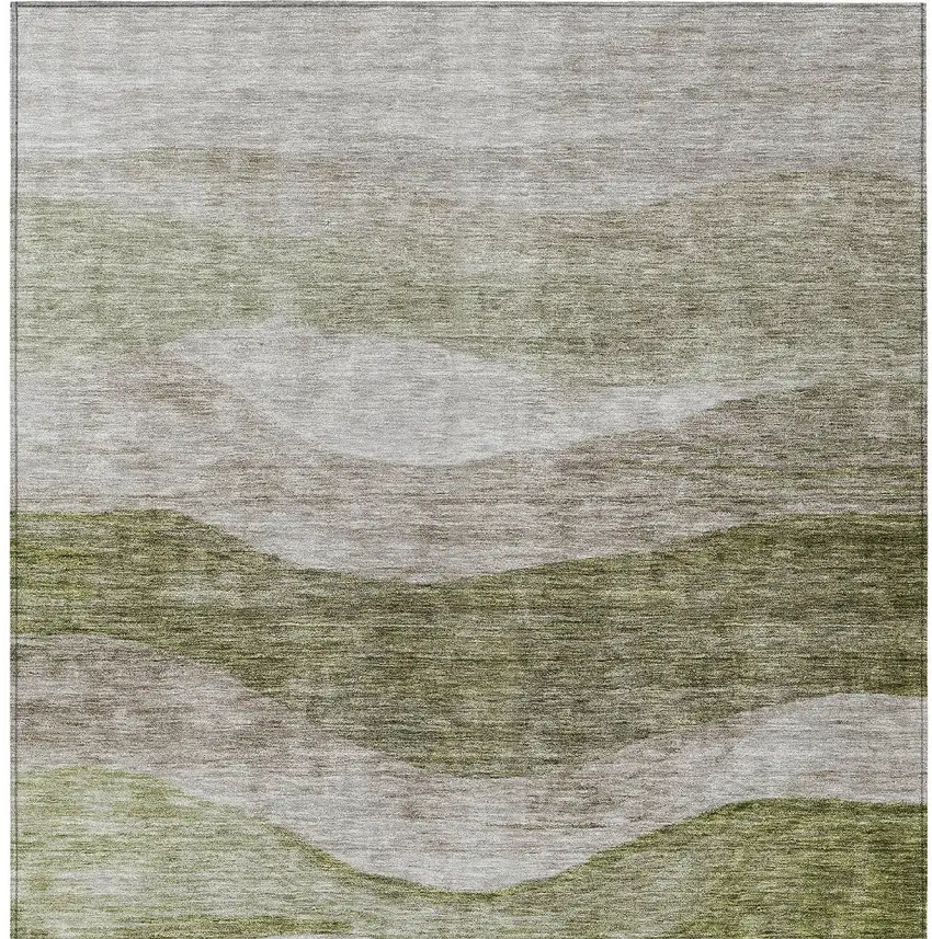 Green And Beige Abstract Washable Indoor Outdoor Area Rug Photo 6
