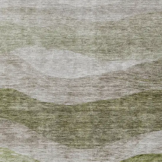 Green And Beige Abstract Washable Indoor Outdoor Area Rug Photo 5