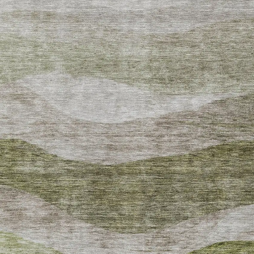 Green And Beige Abstract Washable Indoor Outdoor Area Rug Photo 5