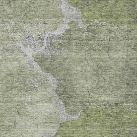 Green And Beige Abstract Washable Indoor Outdoor Area Rug Photo 3