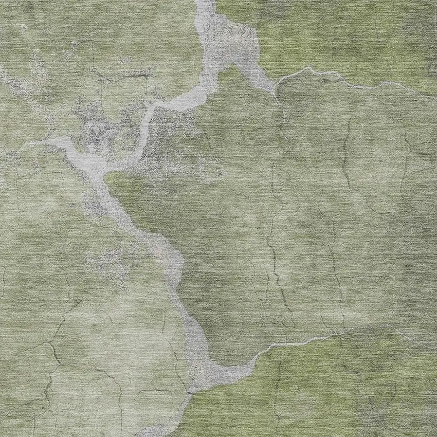 Green And Beige Abstract Washable Indoor Outdoor Area Rug Photo 3