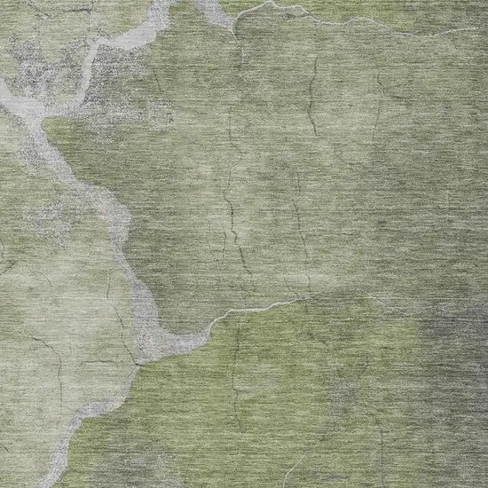 Green And Beige Abstract Washable Indoor Outdoor Area Rug Photo 3