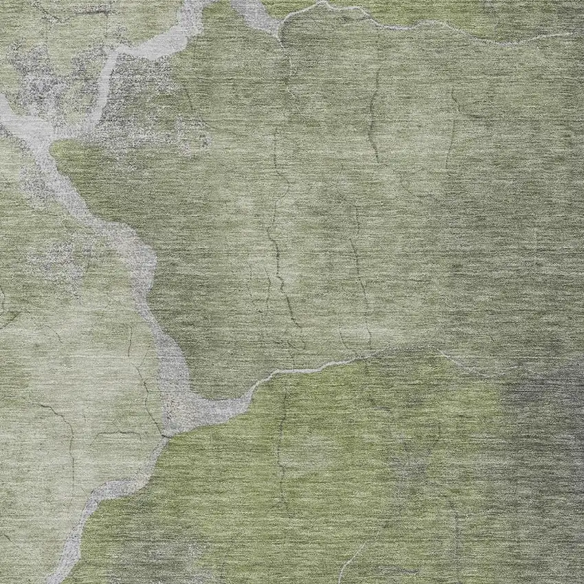 Green And Beige Abstract Washable Indoor Outdoor Area Rug Photo 3