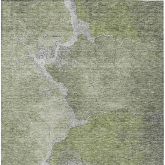 Green And Beige Abstract Washable Indoor Outdoor Area Rug Photo 4