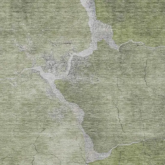 Green And Beige Abstract Washable Indoor Outdoor Area Rug Photo 4