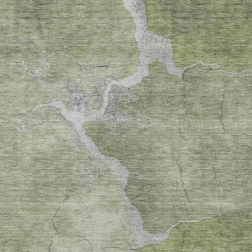 Green And Beige Abstract Washable Indoor Outdoor Area Rug Photo 4