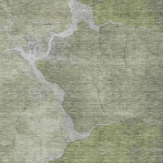 Green And Beige Abstract Washable Indoor Outdoor Area Rug Photo 3