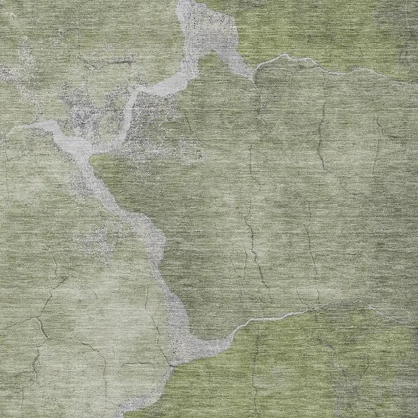 Green And Beige Abstract Washable Indoor Outdoor Area Rug Photo 3