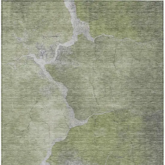 Green And Beige Abstract Washable Indoor Outdoor Area Rug Photo 9