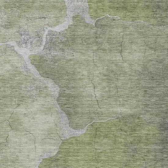Green And Beige Abstract Washable Indoor Outdoor Area Rug Photo 3