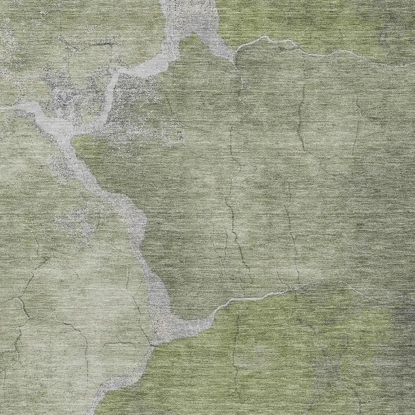 Green And Beige Abstract Washable Indoor Outdoor Area Rug Photo 3