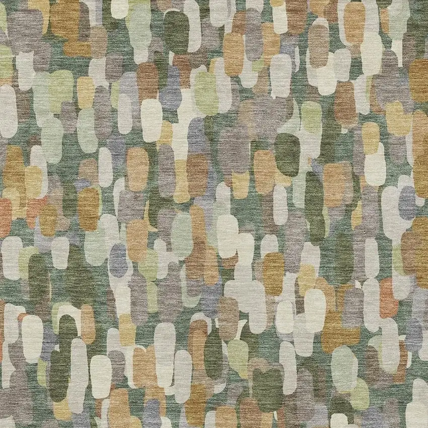Green And Beige Abstract Washable Indoor Outdoor Area Rug Photo 2