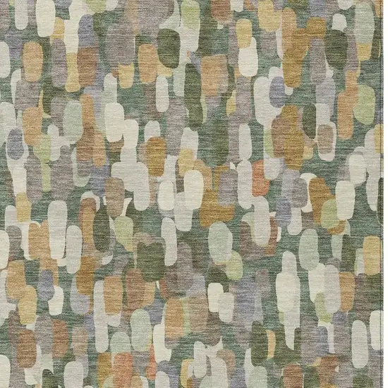 Green And Beige Abstract Washable Indoor Outdoor Area Rug Photo 2