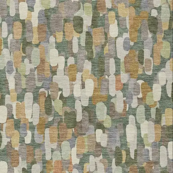 Green And Beige Abstract Washable Indoor Outdoor Area Rug Photo 2