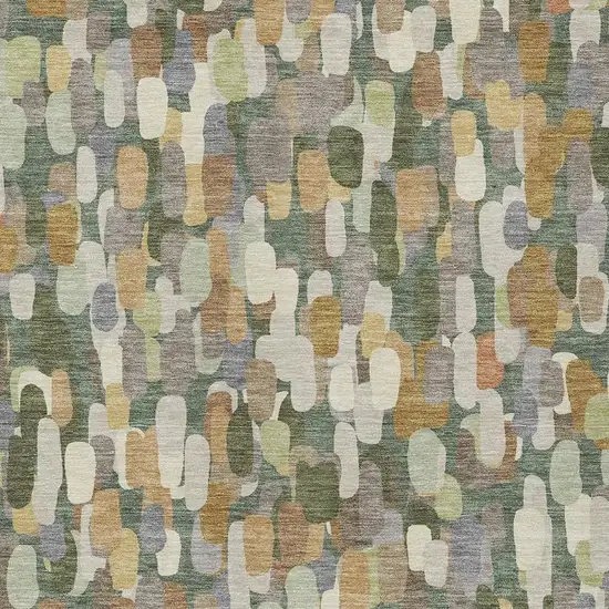 Green And Beige Abstract Washable Indoor Outdoor Area Rug Photo 2