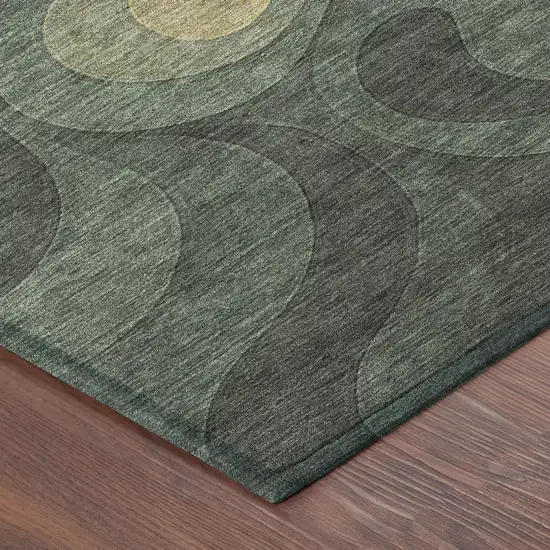 Green And Beige Abstract Washable Indoor Outdoor Area Rug Photo 8