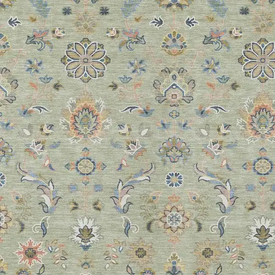Green And Beige Abstract Washable Indoor Outdoor Area Rug Photo 2