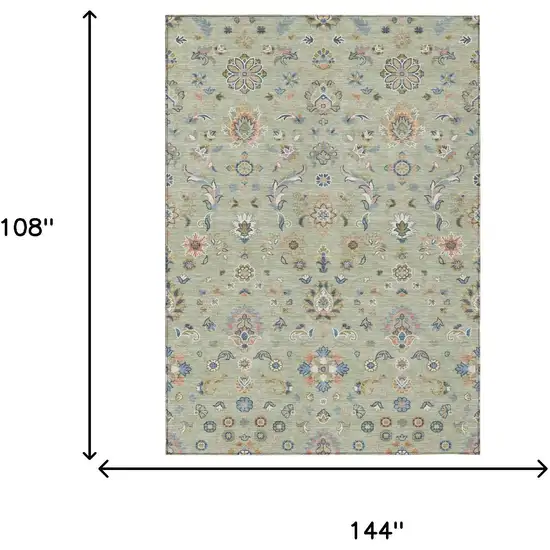 Green And Beige Abstract Washable Indoor Outdoor Area Rug Photo 6