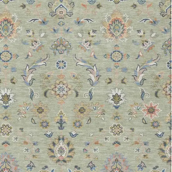 Green And Beige Abstract Washable Indoor Outdoor Area Rug Photo 3