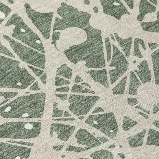 Green And Beige Abstract Washable Indoor Outdoor Area Rug Photo 5