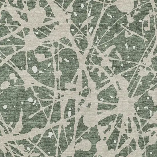 Green And Beige Abstract Washable Indoor Outdoor Area Rug Photo 2