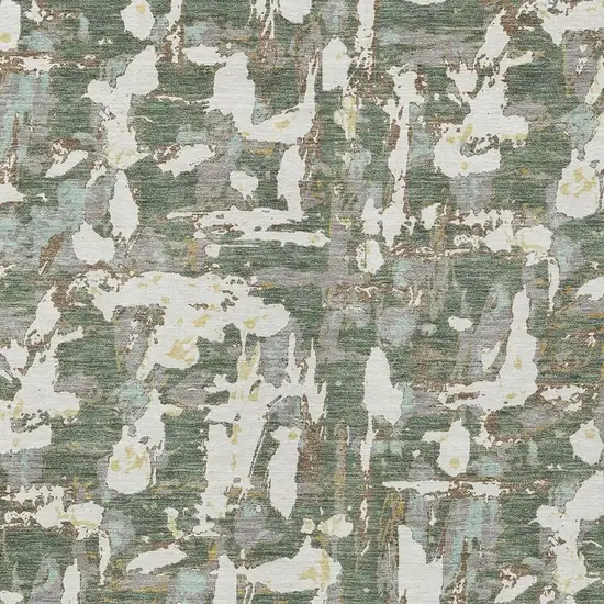 Green And Beige Abstract Washable Indoor Outdoor Area Rug Photo 5