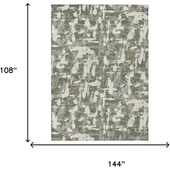 Green And Beige Abstract Washable Indoor Outdoor Area Rug Photo 9