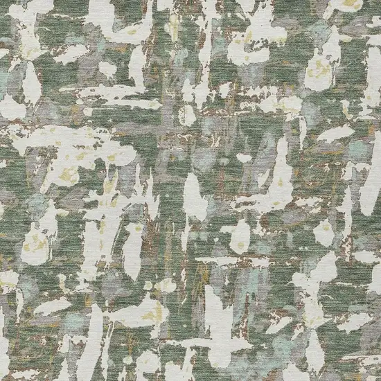 Green And Beige Abstract Washable Indoor Outdoor Area Rug Photo 5