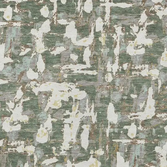 Green And Beige Abstract Washable Indoor Outdoor Area Rug Photo 3