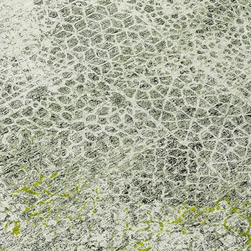 Green And Beige Abstract Washable Indoor Outdoor Area Rug Photo 6