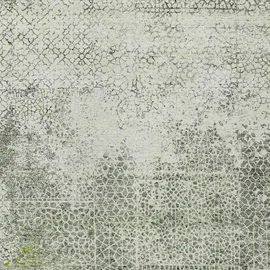 Green And Beige Abstract Washable Indoor Outdoor Area Rug Photo 3
