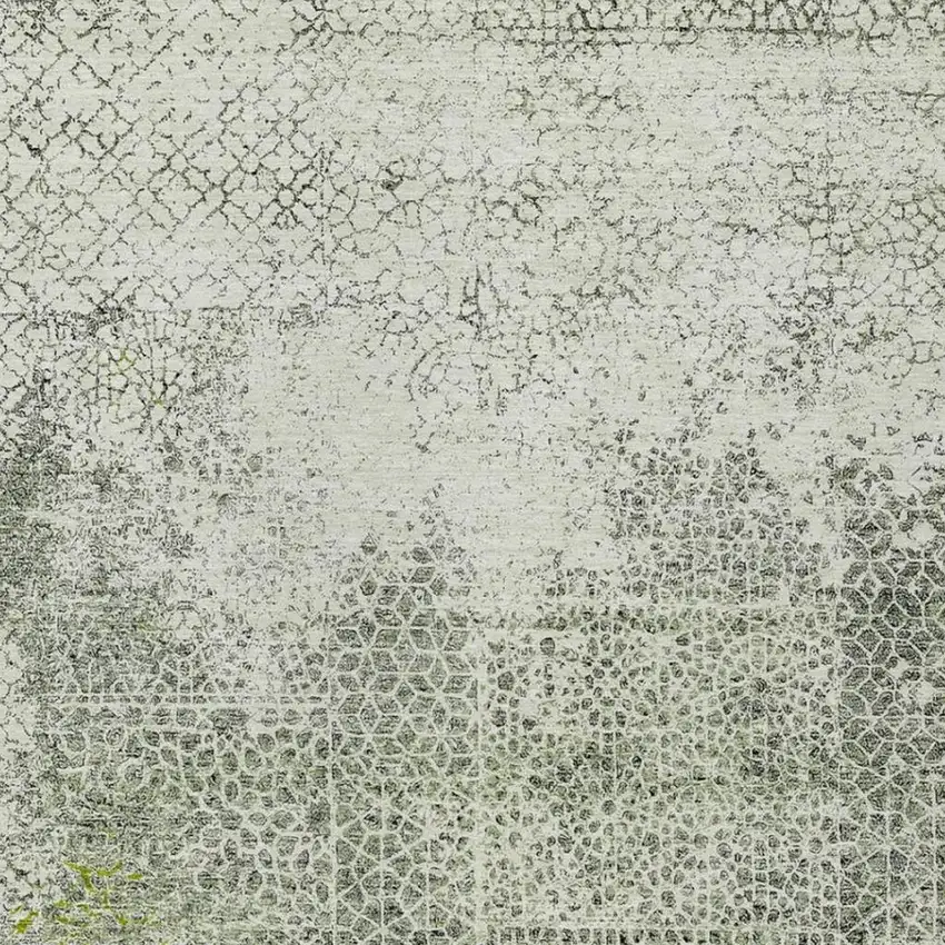 Green And Beige Abstract Washable Indoor Outdoor Area Rug Photo 3