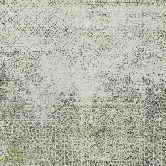 Green And Beige Abstract Washable Indoor Outdoor Area Rug Photo 3