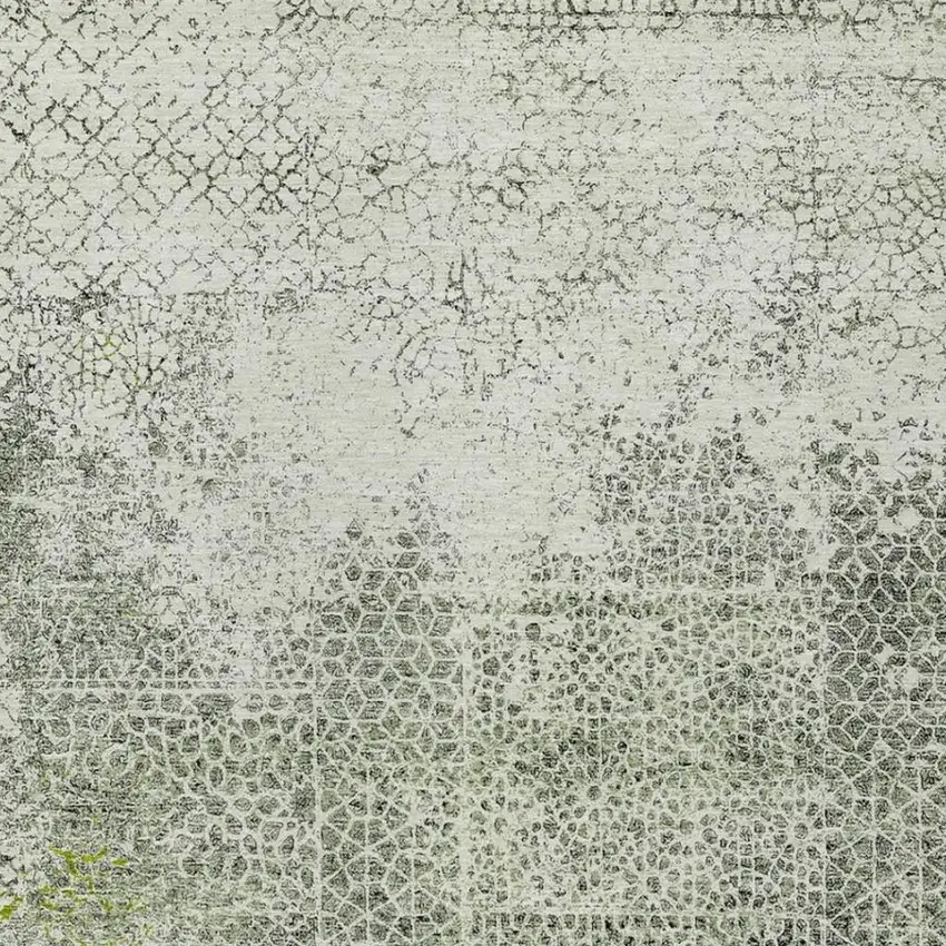 Green And Beige Abstract Washable Indoor Outdoor Area Rug Photo 3
